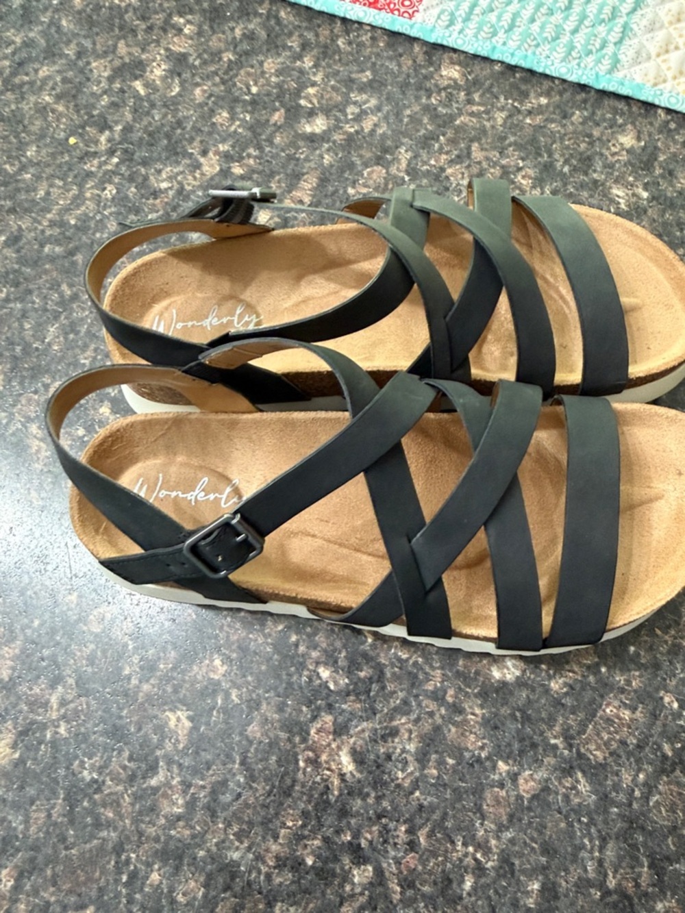 Wonderly Black Multi-Strap Buckle Sandals for Women